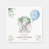 Oh Boy Elephant Baby Dusche Niedlich Blue Balloon Serviette (Vorderseite)