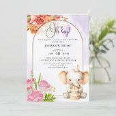 Oh Boy Elephant Baby Shower Invitation Einladung (Stehend Vorderseite)