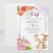 Oh Boy Elephant Baby Shower Invitation Einladung (Vorne/Hinten)