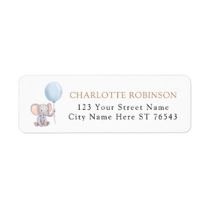 Oh Boy Elephant Balloon Baby Shower Rücksendeadres