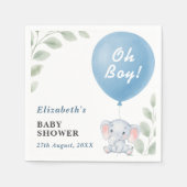 Oh Boy Elephant Balloon Eucalyptus Baby Shower Serviette (Vorderseite)