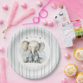 Oh Boy Elephant Blue Arch Baby Dusche Pappteller (Party)