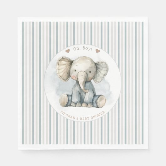 Oh Boy Elephant Blue Arch Baby Dusche Serviette (Vorderseite)