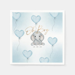 Oh Boy Elephant Blue Balloon boy Baby Shower Serviette