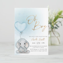 Oh Boy Elephant Blue Balloon Junge Babydusche
