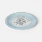 Oh Boy Elephant Blue Balloon Junge Babydusche Pappteller (Schrägansicht)
