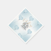 Oh Boy Elephant Blue Balloon Junge Babydusche Serviette (Ecke)