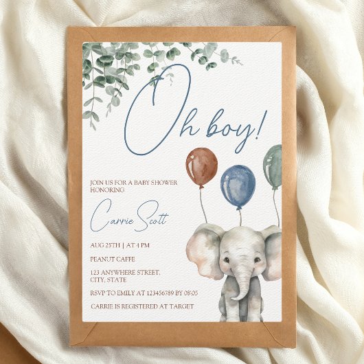 Oh Boy Elephant Kleine Peanut Babydusche Einladung
