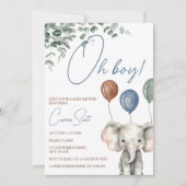 Oh Boy Elephant Kleine Peanut Babydusche Einladung (Vorderseite)