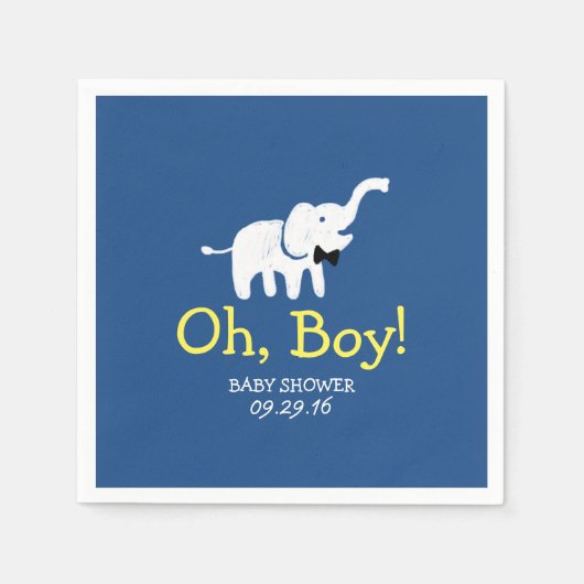 Oh Boy Elephant Navy Blue Baby Dusche Serviette (Vorderseite)