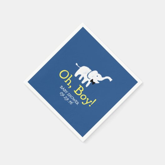 Oh Boy Elephant Navy Blue Baby Dusche Serviette (Ecke)