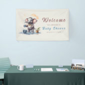 Oh Boy Elephant Rustic Gold Blue Baby Dusche Banner (Messeveranstaltung)