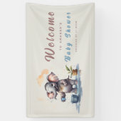 Oh Boy Elephant Rustic Gold Blue Baby Dusche Banner (Vertikal)