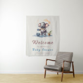 Oh Boy Elephant Rustic Gold Blue Baby Dusche Wandteppich (Beispiel)