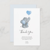 Oh Boy Elephant Watercolor Babydusche Dankeskarte (Vorne/Hinten)