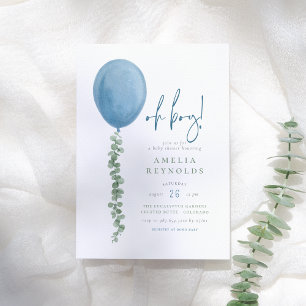 Oh Boy   Eucalyptus Balloon Babydusche Einladung