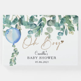 Oh Boy Eucalyptus Blue Balloon Baby Dusche Gästebuch