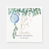 Oh Boy Eucalyptus Blue Balloon Baby Dusche Serviette (Vorderseite)