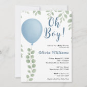 Oh Boy Eucalyptus Greenerenery FOTO Baby Shower Einladung (Vorderseite)