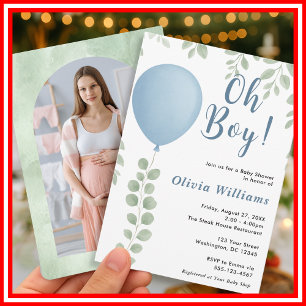 Oh Boy Eucalyptus Greenerenery FOTO Baby Shower Einladung