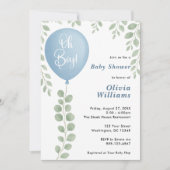 Oh Boy Eucalyptus Greenery PHOTO Baby Shower Einladung (Vorderseite)