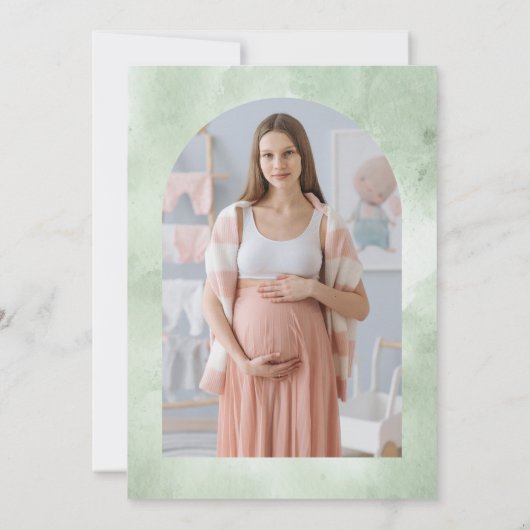Oh Boy Eucalyptus Greenery PHOTO Baby Shower Einladung (Rückseite)