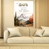 Oh Boy Fall Woodland Bear Mountain Baby Dusche Poster