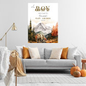 Oh Boy Fall Woodland Bear Mountain Baby Dusche Poster