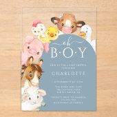 Oh Boy Farm Animals Shower Einladung (Vorderseite)