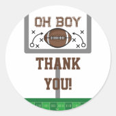 Oh Boy Football Baby Dusche Runder Aufkleber (Vorderseite)