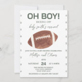 Oh Boy Football Baby Shower Einladung (Vorderseite)