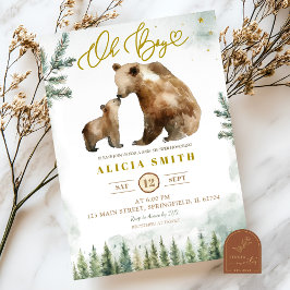Oh Boy Forest Bear baby shower invitation Einladung