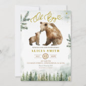 Oh Boy Forest Bear baby shower invitation Einladung (Vorderseite)
