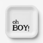 Oh Boy Fun Minimalistische Babydusche Pappteller (Vorderseite)