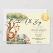 Oh boy fun safari animal boy baby shower einladung (Vorderseite)