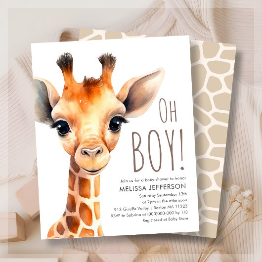 Oh Boy Giraffe Babydusche Einladung