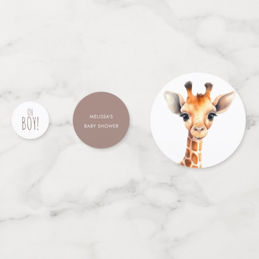 Oh Boy Giraffe Babydusche Konfetti (Rückseiten)