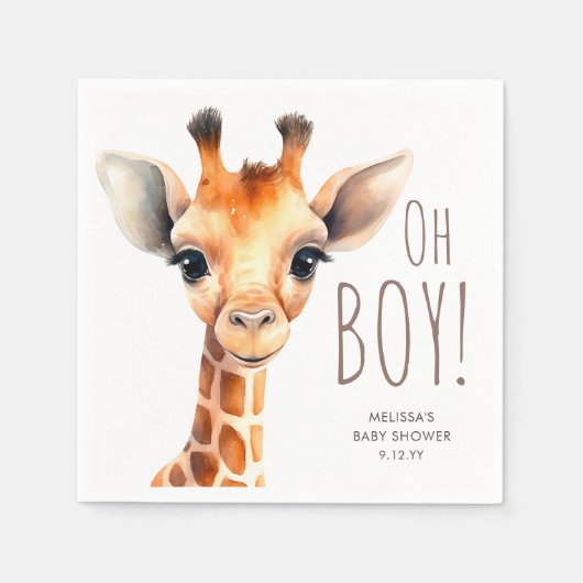 Oh Boy Giraffe Babydusche Serviette (Vorderseite)