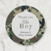 Oh Boy Green Camo Baby Dusche Danke Geschenkanhänger (Rückseite)