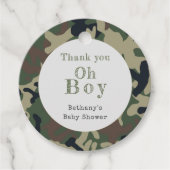 Oh Boy Green Camo Baby Dusche Danke Geschenkanhänger (Vorderseite)
