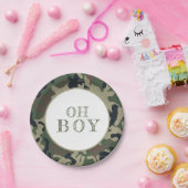 Oh Boy Green Camouflage Baby Dusche Party Pappteller (Party)