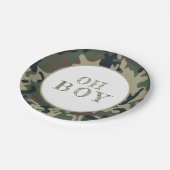 Oh Boy Green Camouflage Baby Dusche Party Pappteller (Schrägansicht)