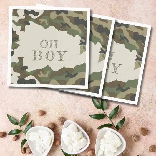 Oh Boy Green Camouflage Baby Dusche Serviette