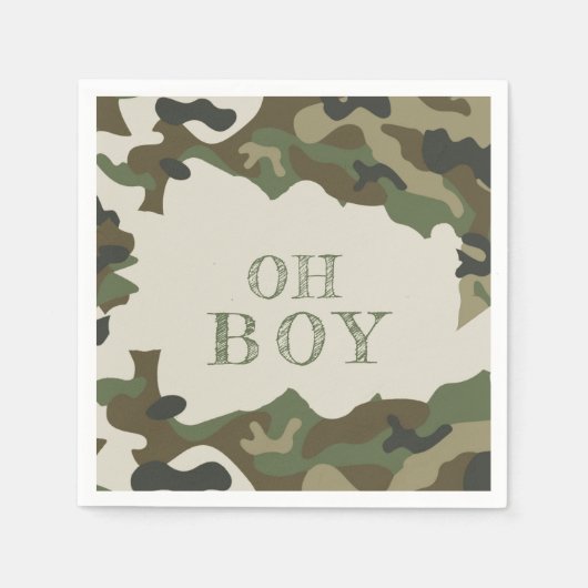 Oh Boy Green Camouflage Baby Dusche Serviette (Vorderseite)