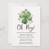 Oh Boy Green Shamrock St. Patricks Day Baby Shower Einladung (Vorderseite)
