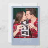 Oh Boy Greenery Dusty Blue Foto Babydusche Einladung (Rückseite)