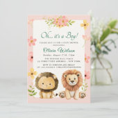 “Oh Boy!” Greenery Safari Einladung (Stehend Vorderseite)