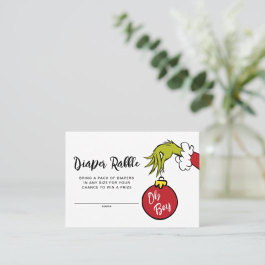 Oh, Boy Grinch Baby Duschdusche Windelwanne Begleitkarte (Stehend Vorderseite)