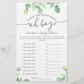 Oh Boy Guess Price Greenery Baby Shower Game (Vorderseite)
