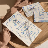 Oh Boy Hand Drawn schrieb Blue Boy Bow Baby Shower Einladung